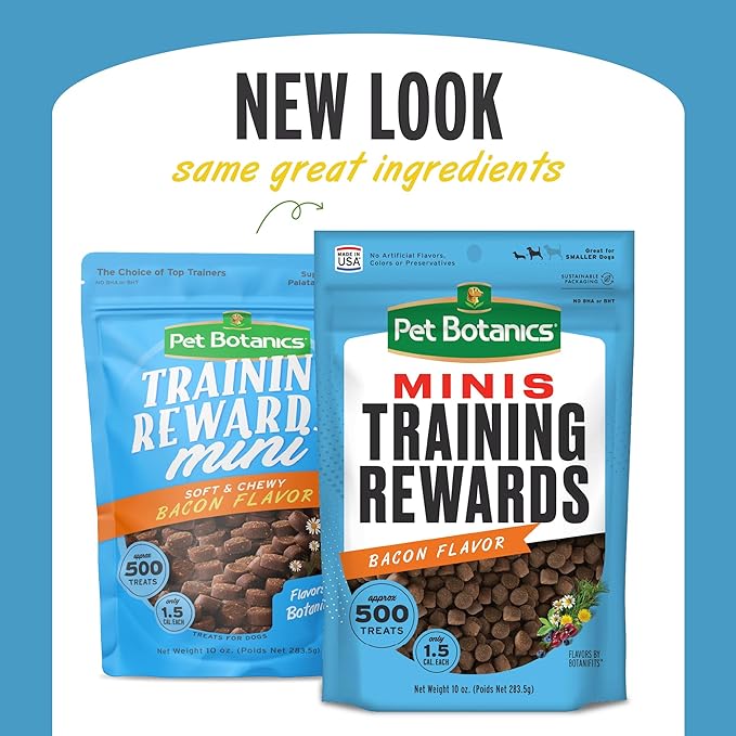 Pet Botanics 10 oz. Pouch Training Rewards Mini Soft & Chewy, Bacon Flavor, with 500 Treats Per Bag, The Choice of Top Trainers - PAWPICO