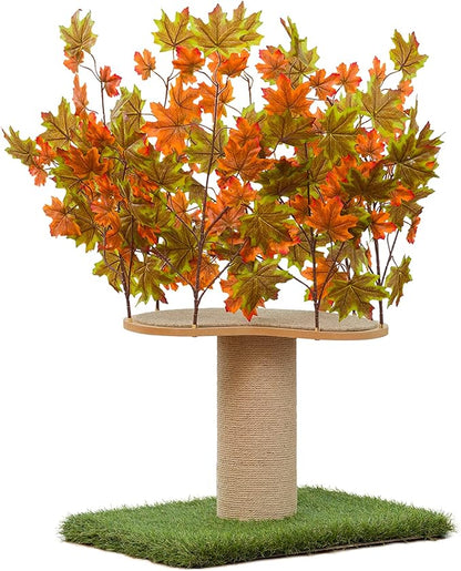 On2 Pets 2ft Interchangeable Leaves Kitty Tree with Scratching Post, Cat Activity Condo Made in USA with Love and Care - PAWPICO