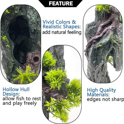 Tall Aquarium Mountain View Stone Decorations Aquarium Ornament Rock Cave Landscape Artificial Mountain Hill View Fish Tank Caves for Betta Hiding Reptile Aquarium Supply VMCN
