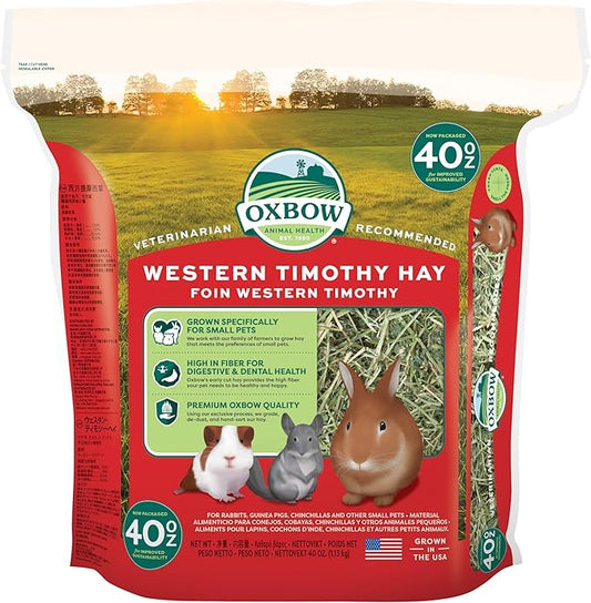 Oxbow Animal Health Western Timothy Hay - All Natural Hay for Rabbits, Guinea Pigs, Chinchillas, Hamsters & Gerbils - 40 Oz OxbowAnimalHealth
