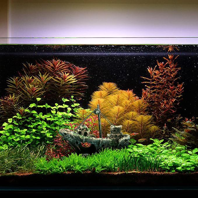 Raeasily Fish Tank Decoration - Aquarium Accessories,Shipwreck Decor,Resin Material Sunken Ship Decorations for Fish Favors, Multi, 10 * 10 Raeasily