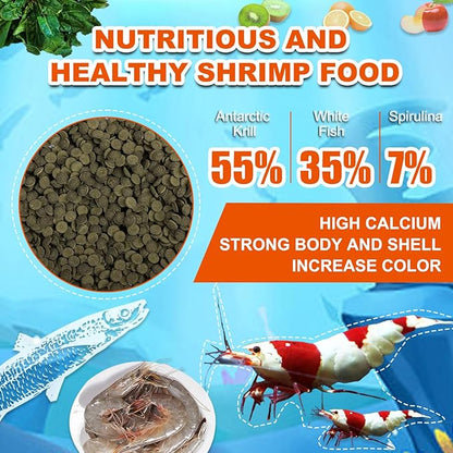 Shrimp Food Aquarium Freshwater - High Protein Natrual Shrimp Pellets Rich in Calcium Vitamins for Crystal Shrimp Red Cherry Shrimp Caridina Shrimp and Tropical Shrimp (4.6oz) yizeril