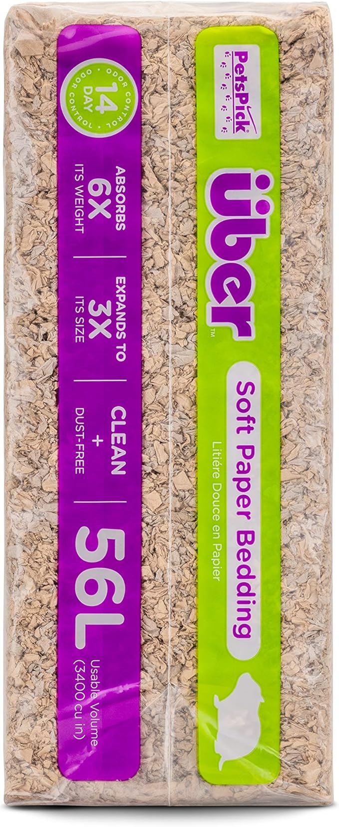 Uber Soft Paper Pet Bedding for Small Animals, Natural, 56L PetsPick%C2%AE