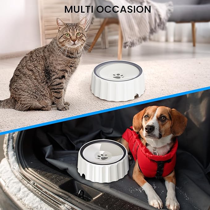 Dog Water Bowl No Spill 70oz/2L Large Capacity Dog Water Bowl Dispenser Non Slip No Splash Dog Water Bowl Pet Slow Feeder No Drip Dog Water Bowl on Vehicle Slow Water Bowl for Dogs and Cat White - PAWPICO