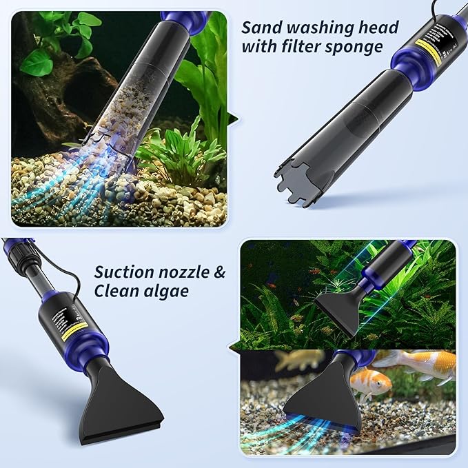 Fish Tank Cleaner - Aquarium Gravel Cleaner, 530GPH/32W Electric Fish Tank Cleaning Tools, Adjustable Water Flow Aquarium Cleaner Kit, Fish Tank Gravel Cleaner Vacuum for Wash Sand, Water Changing PAWPICO