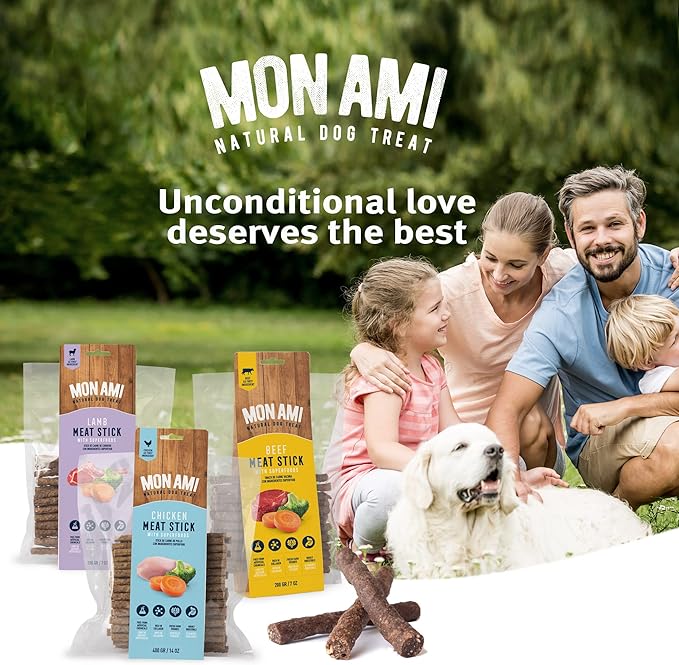 Mon Ami Lamb Meat Sticks for Dogs with Farm Fresh Vegetables (28 Oz) – Human Grade Dog Treats with Superfoods - Training Treats for Dogs - Healthy Dog Treats for Small, Medium and Large Dogs - PAWPICO