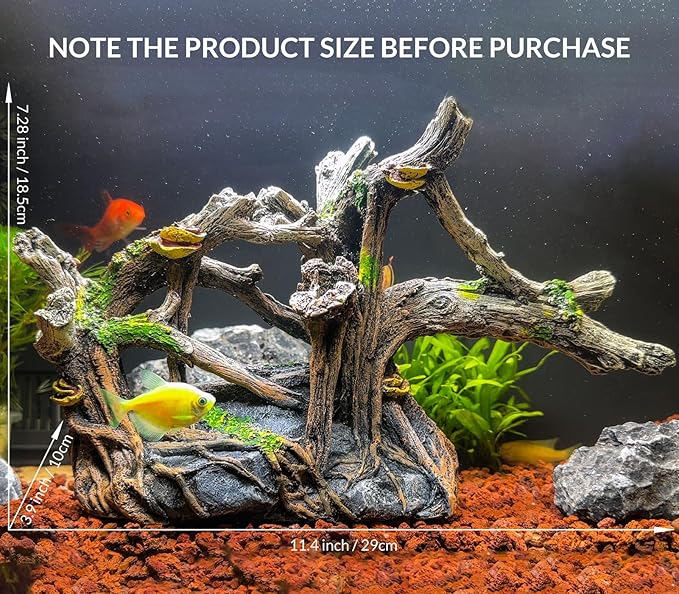 Fish Tank Decorations Aquarium Décor Resin Artificial Tree Trunk Root (A) Taomypets