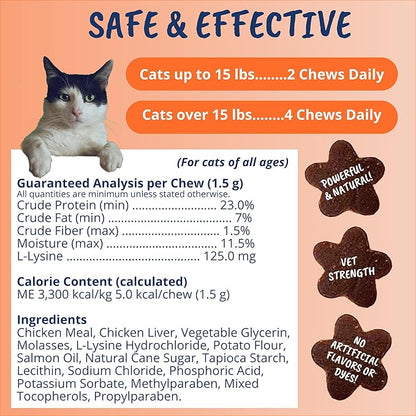 Under the Weather Pet Daily Cat L-Lysine | Boost Immune System Reduce Respiratory Symptoms | Maintain Normal Immune System Response | 60 Star Shaped Soft Chews UndertheWeather