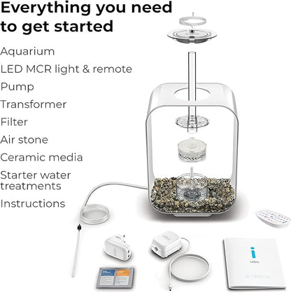 biOrb Life 15 Acrylic 4-Gallon Aquarium with Multi-Color Remote-Controlled LED Lights Modern Compact Tank for Tabletop or Desktop Display, Transparent biOrb