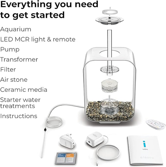 biOrb Life 15 Acrylic 4-Gallon Aquarium with Multi-Color Remote-Controlled LED Lights Modern Compact Tank for Tabletop or Desktop Display, Transparent biOrb