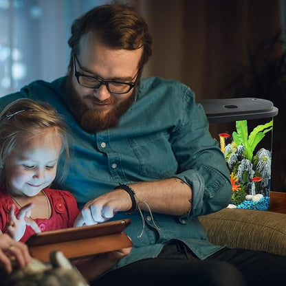 Koller Products AquaView 4.5-Gallon Aquarium Starter Kit with Full Filtration and LED Lighting (7 Dazzling Color Selection), Ideal for a Variety of Tropical Fish DISCOVERTHEEXCITINGWORLDOFKEEPINGTROPICALFISH