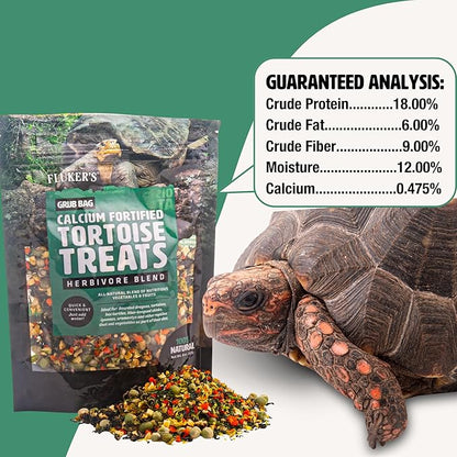 Fluker's Grub Bag Calcium Fortified Tortoise Treats, All Natural Herbivore Blend Fruits and Vegetables, for Tortoise and Herbivore Pets, 4 oz Flukers
