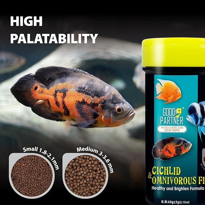 Purify Series for Cichlid Fish Food, Floating pellets, Nutritionally Balanced Professional Formula, Color Enhancing, All Natural Ingredients, Small Granule, 2.12 oz (Pack of 2) GOODPARTNERFishFoodPurifySeries