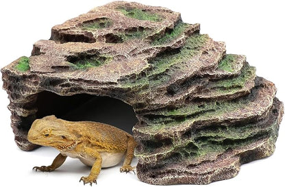 Large Reptile Hide Shale Scape Step Ledge, Reptile Cave Hideout, Bearded Dragons Accessories, Basking Rocks for Bearded relaqcc