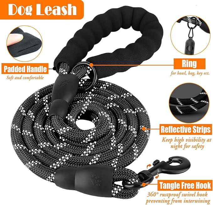No Pull Dog Harness, Collar & Leash Set | Includes Dog Seat Belt, Collapsible Bowls & Poop Bag Dispenser. Ideal for Training, Walking, Hiking. Fits Small to Large Dogs(Black-S) Lovebegetslove