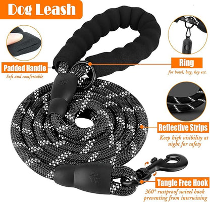 No Pull Dog Harness, Collar & Leash Set | Includes Dog Seat Belt, Collapsible Bowls & Poop Bag Dispenser. Ideal for Training, Walking, Hiking. Fits Small to Large Dogs(Black-S) Lovebegetslove