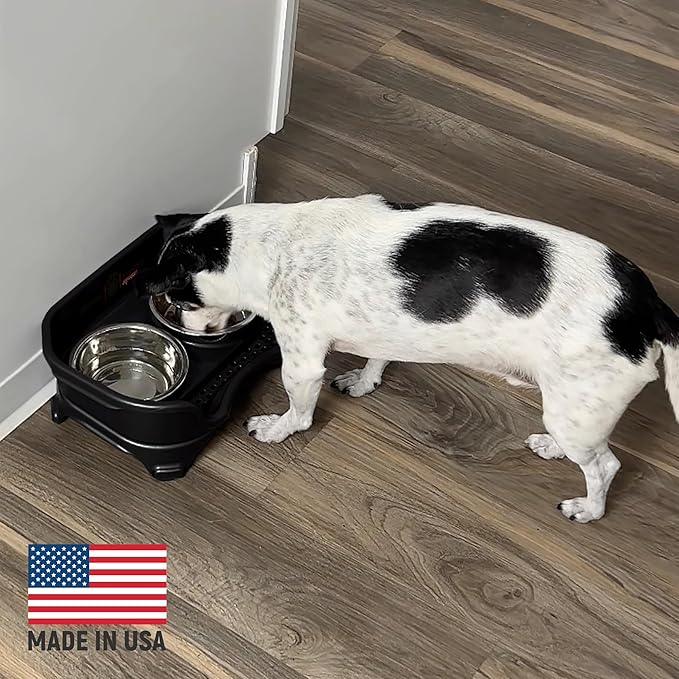 Neater Feeder Express Small Mess Proof Feeder for Small Dogs, 1.5 Cup Stainless Steel Bowls, No Spill, Non-Tip, Non-Slip Dog Bowls. Made in USA - PAWPICO