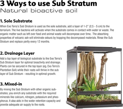Exo Terra Sub Stratum, Bioactive Volcanic Substrate for Reptile Terrariums, Eliminates Odor, Offers Correct Moisture Levels 4.4 lb ExoTerra
