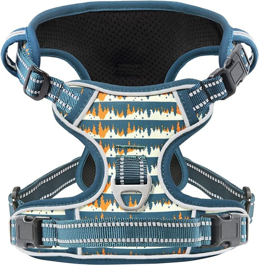 Timos Dog Harness, NO Need Go Over Dogs Head 3 Snap Buckles Pet Harness with 2 Leash Clips, Adjustable Soft Padded No-Pull Dog Harness, Reflective No-Choke Pet Oxford Vest for Small Medium Large Dogs Timos