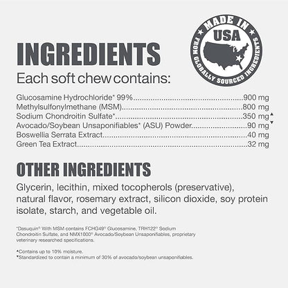 Nutramax Laboratories Dasuquin with MSM Joint Health Supplement for Large Dogs - With Glucosamine, MSM, Chondroitin, ASU, Boswellia Serrata Extract, and Green Tea Extract, 84 Soft Chews NutramaxLaboratories