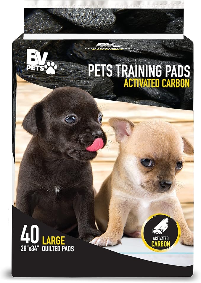 BV XL Puppy Pads X-Large Leak-Proof 28"x34" [40CT] | Carbon Pee Pads for Dogs Ultra Absorbent - Charcoal Dog Pee Pads Extra Large - Dog Pads XL - Potty Pads for Dogs, Training Pads for Dogs, Dog Pad - PAWPICO