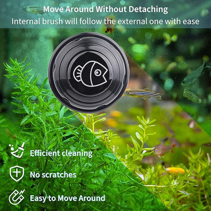 Pawfly Aquarium Magnetic Brush for Glass Fish Tanks 1.5 Inch Stain Scrubber Pads Cleaning Tool for 3/5 Inch Thick Fresh & Marine Aquariums up to 10 Gallons (Not for Acrylic & Plastic Tanks) Pawfly