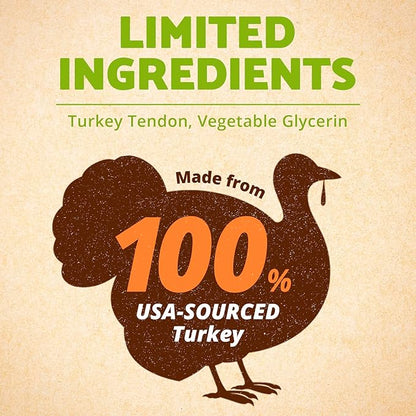 Afreschi Turkey Tendon for Dogs, Dog Treats for Signature Series, All Natural Human Grade Puppy Chew, Turkey Sourced from USA, Hypoallergenic, Rawhide Alternative, 1 Unit/Pack Strip - PAWPICO