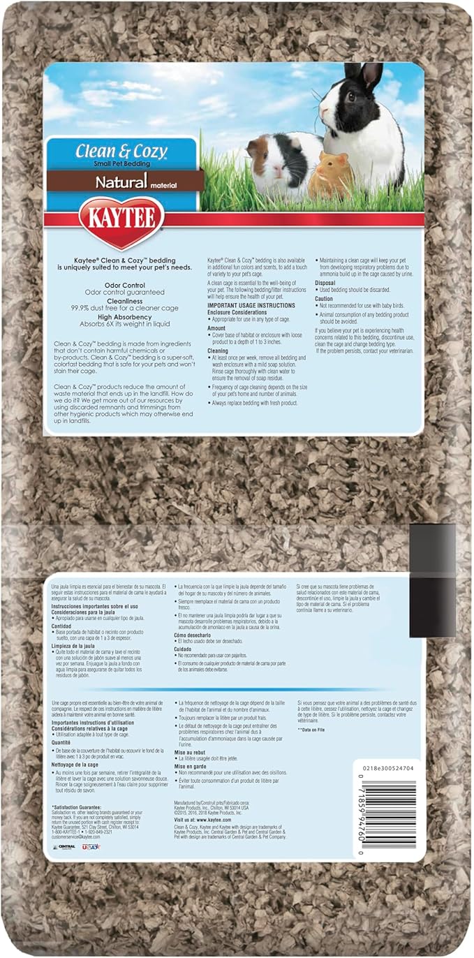 Kaytee Clean & Cozy Natural Paper Bedding, Made for Small Animals, 24.6 Liters Kaytee
