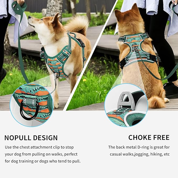 Timos No Pull Dog Harness,No Choke Front Clip Dog Reflective Harness,Adjustable Soft Padded Pet Vest with Easy Control Handle for X-Small Dogs,Wilderness,XS Timos