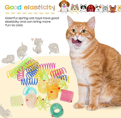 30 Pieces Cat Springs Cat Spiral Toys Cat Fetch Chew Toy Kitten Pet Plastic Coil Spiral Springs for Kitten Bouncing Play Training, 2 Styles - PAWPICO