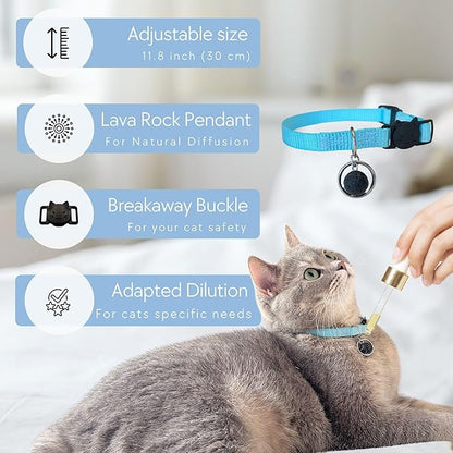 Anti Cat Scratch Calming Collar, Natural Cat Repellent, Keep Cats from Clawing Furniture, Stress Relief, Breakaway, Vet-Approved with Essential Oils (Geranium) ROLLERPAWSTER