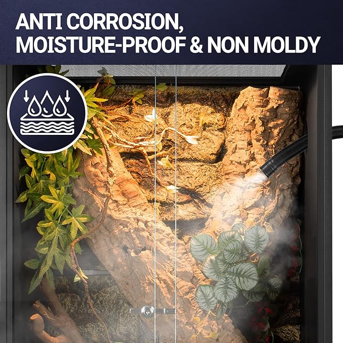 REPTIZOO 67 Gallon PVC Tall Reptile Tank, 24" x18”x36” Large Reptile Terrarium for Gecko Lizard Chameleon Frog Snake, Reptile Enclosure Habitat with Sliding Door & Top Screen Ventilation REPTIZOO