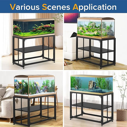Fish Tank Stand 40 Gallon, Metal Aquarium Stand 36.5" L x 18.5" W*29.5”H, Double-Layer Storage Design, Suitable for Home and Office Use, 660LBS Capacity, Black (Tank not Included) TOCRETOARE