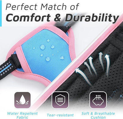 Eagloo Dog Harness for Large Dogs, No Pull Service Vest with Reflective Strips and Control Handle, Adjustable and Comfortable for Easy Walking, No Choke Harness with 2 Metal Rings, Pink & Blue, XS GoExplorewithEagloo