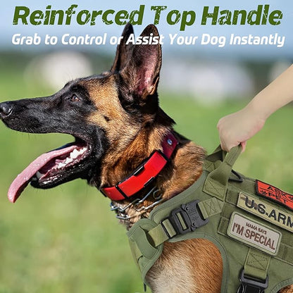 rabbitgoo Tactical Dog Harness for Small, Heavy Duty Pet Harness with Handle, No-Pull Service Vest Small Breed, Adjustable Military Dog Vest for Training Hunting Walking, Green, S rabbitgoo