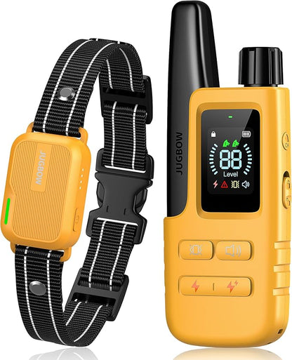 Jugbow Dog Shock Collar - 3300FT Dog Training Collar with Remote IPX7 Waterproof Electric Collar with 4 Training Modes, Security Lock, Rechargeable e-Collar for All Breeds, Sizes Yellow FollowJugbowtoGetSurprise
