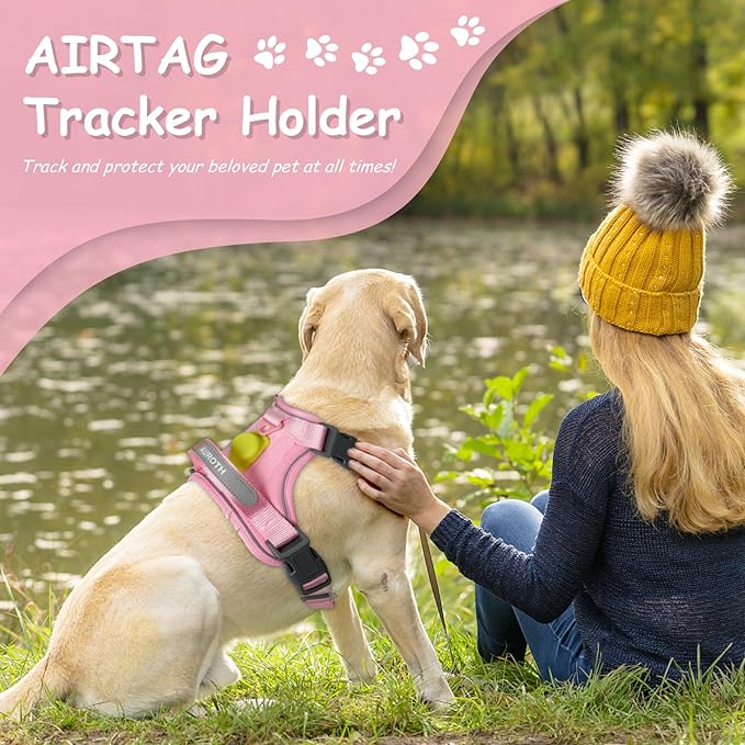 AUROTH Dog Harness for Large Dogs, Dog Vest Harness Large Size Dog, Large Dog Harness, No Pull Dog Harness for Large Dogs with Handle, Pink L AurothPets