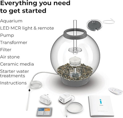 biOrb Classic 30 Acrylic 8-Gallon Aquarium with Multi-Color Remote-Controlled LED Lights Modern Tank for Tabletop Display, Silver biOrb