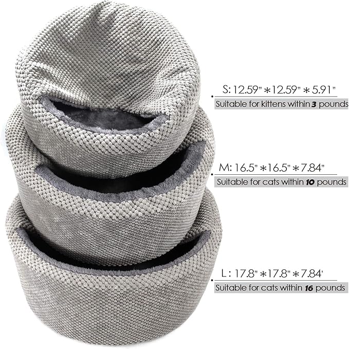 Winsterch Large Washable Warming Cat Bed House, Round Soft Cat Beds,Pet Sofa Bed, Small Pet Beds (17.8 x 17.8 x 7.84 in) - PAWPICO