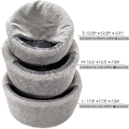 Winsterch Large Washable Warming Cat Bed House, Round Soft Cat Beds,Pet Sofa Bed, Small Pet Beds (17.8 x 17.8 x 7.84 in) - PAWPICO