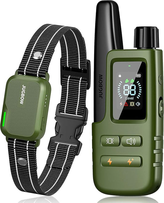 Jugbow Dog Shock Collar - 3300FT Dog Training Collar with Remote Innovative IPX7 Waterproof with 4 Training Modes, Rechargeable E-Collar for All Breeds FollowJugbowtoGetSurprise