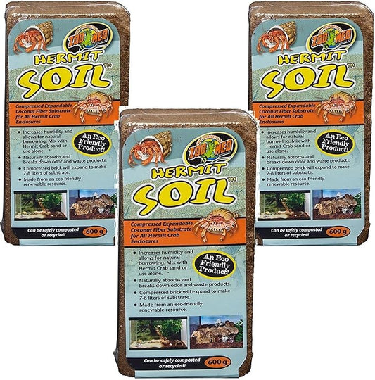 (3 Pack) Zoo Med Hermit Soil Coconut Fiber Brick 600g Each ZooMed