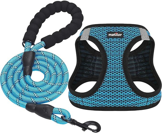 Dog Harness Step-in Breathable Puppy Cat Dog Vest Harnesses for Small Medium Dogs Blue matilor