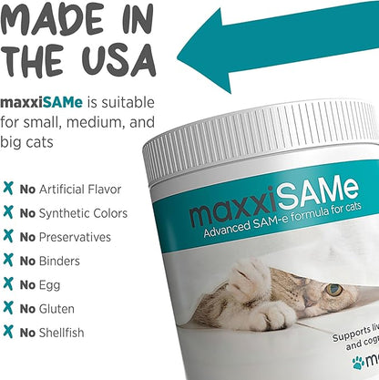 maxxiSAMe Advanced SAM-e Powder Supplement - Liver, Cognitive & Joint Support for Cats, 3.2oz maxxipaws