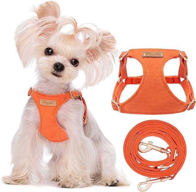 Puppytie No Pull xs Dog Harness with Multifunction Dog Leash,Soft Adjustable No Choke Escape Proof Pet Harness Vest,Orange,XS Puppytie