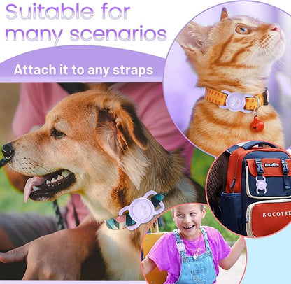 SANKALA Airtag Dog Collar Holder, [1 Pack] Waterproof Airtag Collar Holder for Dog, Silicone Full Body Covered Anti-Lost Protective Apple Airtag Case for Pet Collar - Fits All Width Collars, Purple SANKALA