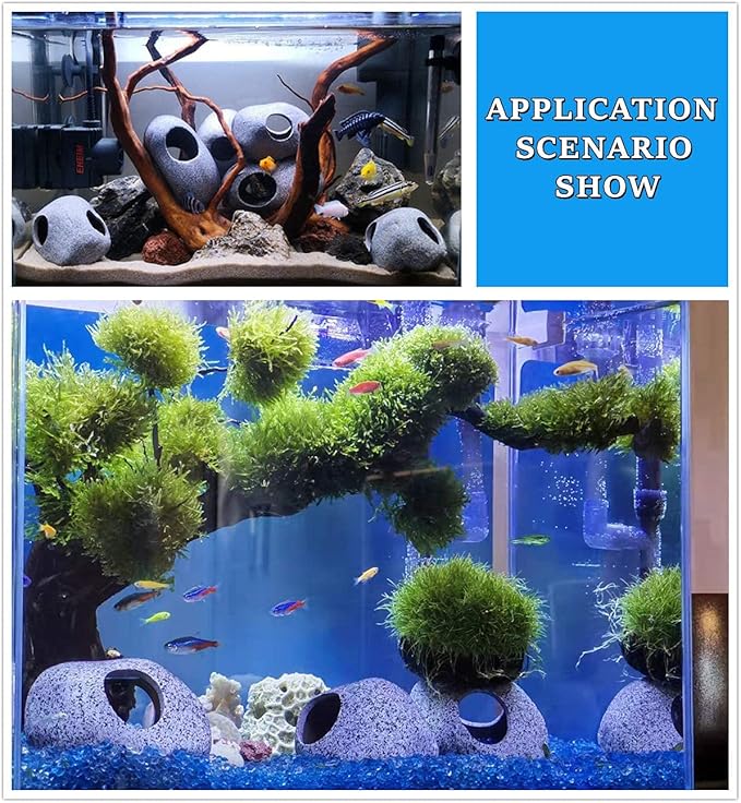 Aquarium Decorations Cave Fish Tank Accessories Rock Decor for Shrimp Cichlid Hiding Breeding Small Fish Bowl Hide Decoration Betta Toys Hideout Stones House（2pcs） Ameliade