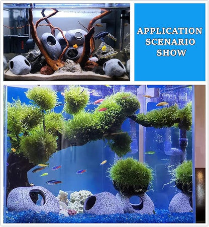 Aquarium Decorations Cave Fish Tank Accessories Rock Decor for Shrimp Cichlid Hiding Breeding Small Fish Bowl Hide Decoration Betta Toys Hideout Stones House（2pcs） Ameliade