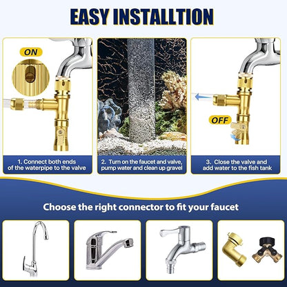 GADFISH Gravel Vacuum for Aquarium Water Changer Fish Tank Cleaning Tools, Siphon Universal Quick Pump Aquarium Water Changing (30ft) GADFISH