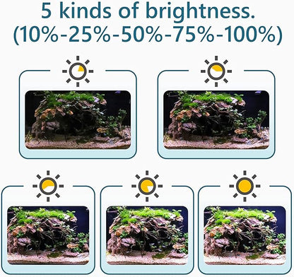 hygger Clip On 24/7 Lighting Aquarium LED Light, 14W Sunrise-Daylight-Moonlight and DIY Mode, Adjustable Timer / Brightness Fish Tank Light with 7 Colors for Planted Tank hygger